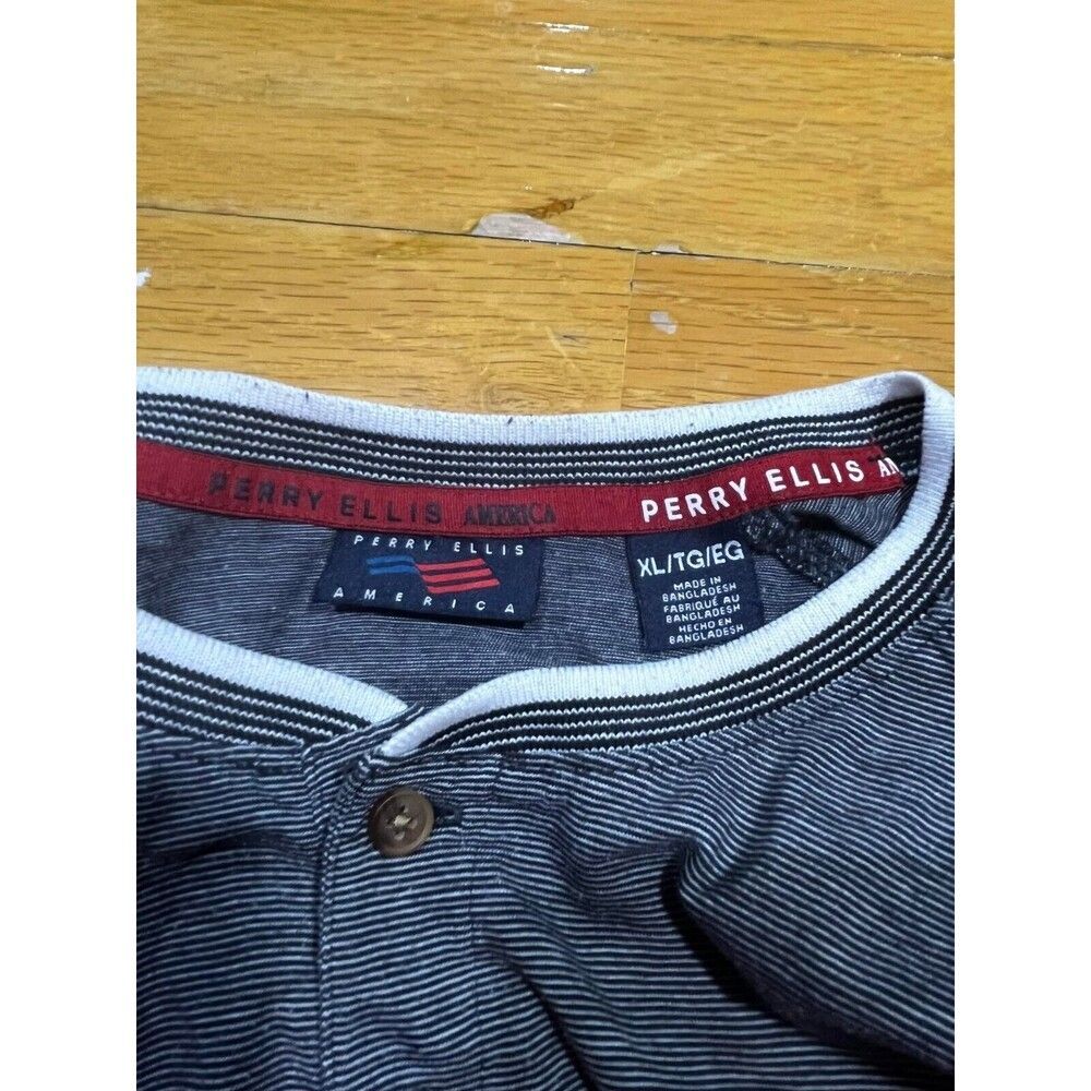 Perry Ellis America Shirt Mens Size XL Gray Long Sleeve 1/4 Button Preppy Casual - Picture 3 of 6
